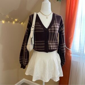 Hollister Brown Plaid Cardigan Sweater
